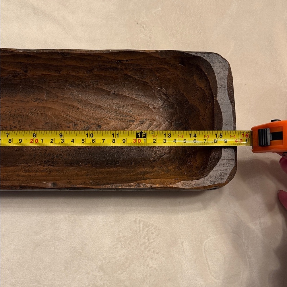 Hand-Carved Brown Wooden Dough Bowl - Rustic - Picture 6 of 7